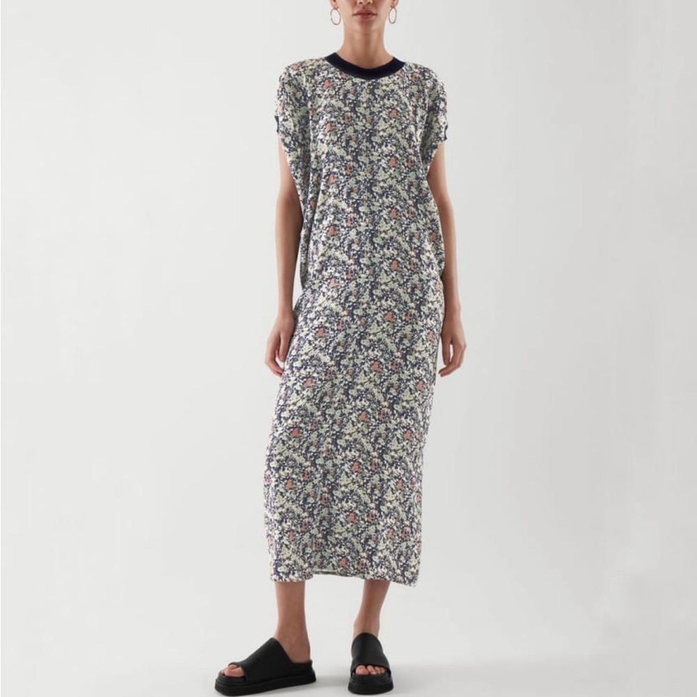 COS GATHERED MAXI DRESS size 36 or small US in purple blue green.